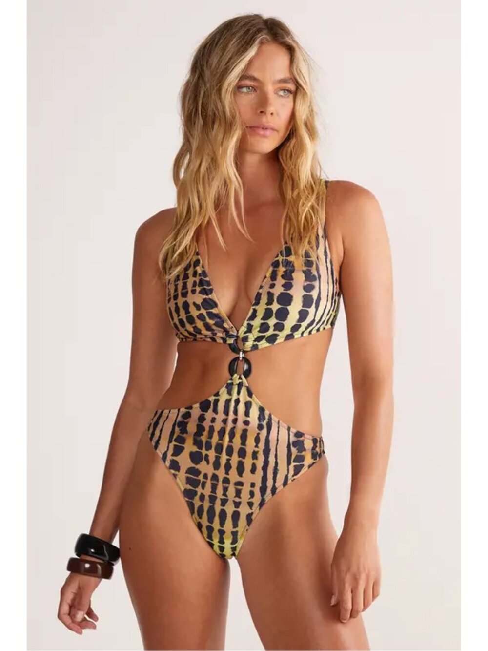 NWT New NastyGal Ombre Leopard Ring Cut Out Swimsuit Size 6